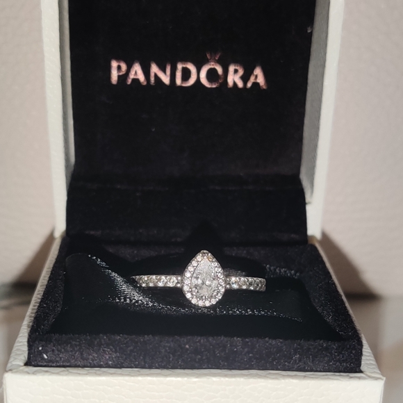 Pandora Radiant Teardrop Halo Ring, Cubic Zirconia - Picture 2 of 8